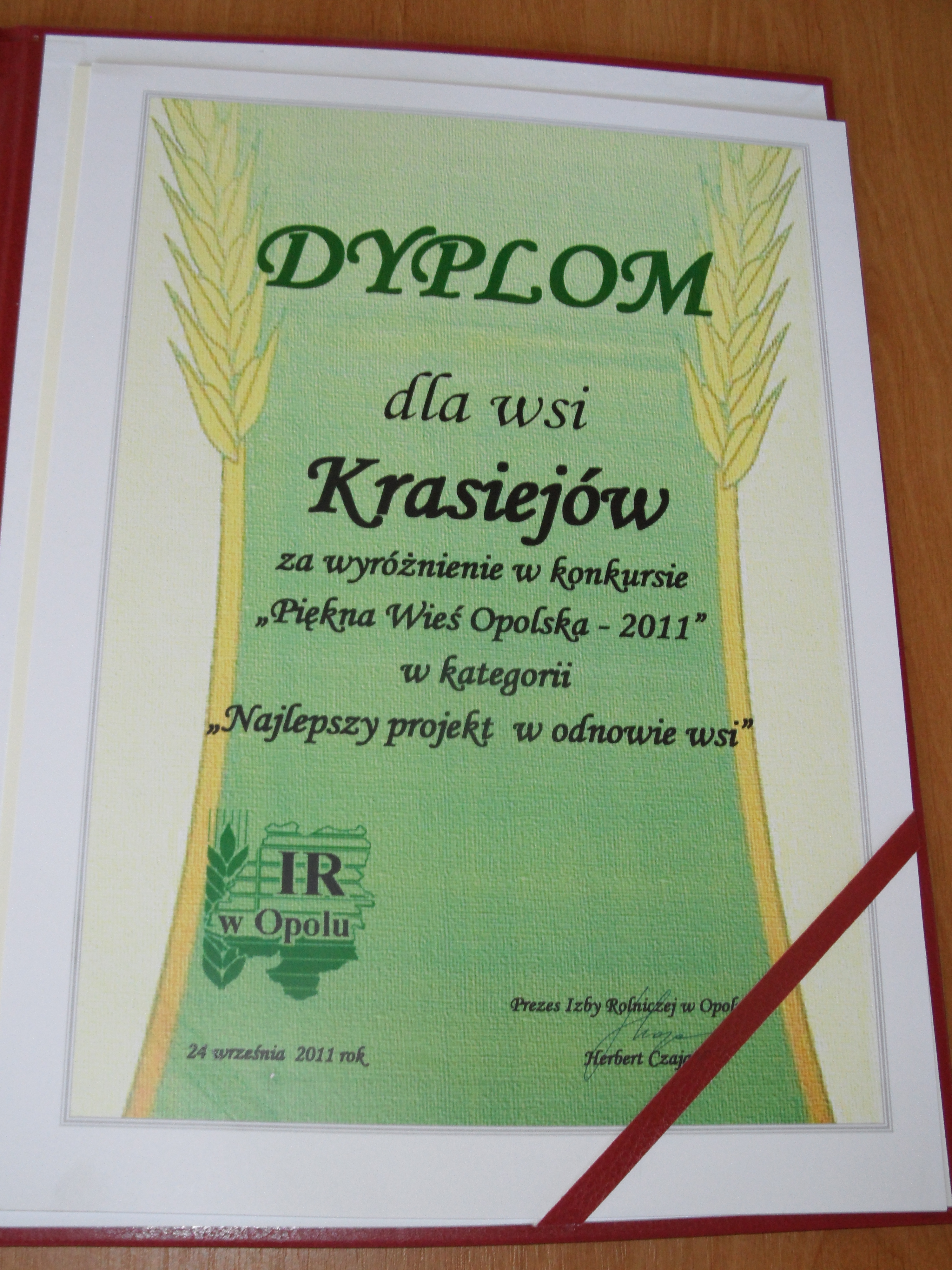 SAM_6623.JPG, Wyróżnienie dla Krasiejowa w konkursie "Piękna wieś opolska-2011"